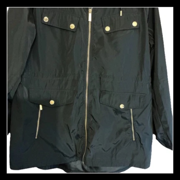 MICHAEL KORS Womens MK Classic Staple Trench Wind Breaker Rain Coat w/Hood Sz XL - Picture 10 of 15